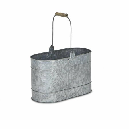 PALACEDESIGNS 7.25 x 12 x 5.5 in. Farmhouse Galvanized Silver Metal Bucket PA2476094